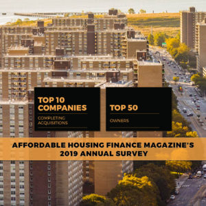 A graphic informing of LIHC's rankings on the Affordable Housing Finance's 2019 awards